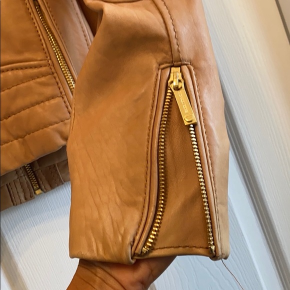 Michael Kors Tan motorcycle leather jacket - Picture 4 of 8